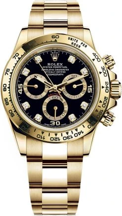 Rolex Cosmograph Daytona Yellow Gold 116508 Black Diamond