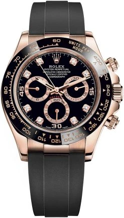 Rolex Cosmograph Daytona Everose Gold 116515LN Black Diamond Oysterflex