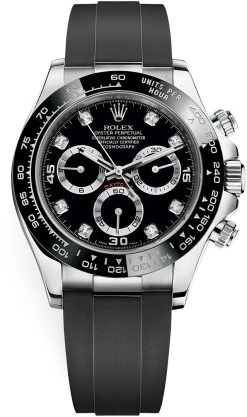 Rolex Cosmograph Daytona White Gold 116519LN Black Diamond Oysterflex