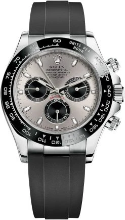 Rolex Cosmograph Daytona White Gold 116519LN Steel And Black Oysterflex