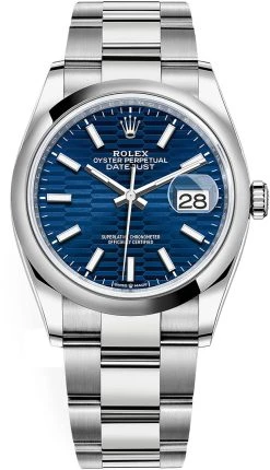 Rolex Datejust 36mm Stainless Steel 126200 Bright Blue Fluted Oyster