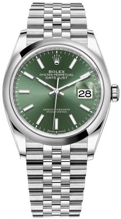 Rolex Datejust 36mm Stainless Steel 126200 Mint Green Index Jubilee