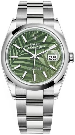 Rolex Datejust 36mm Stainless Steel 126200 Olive Green Palm Oyster