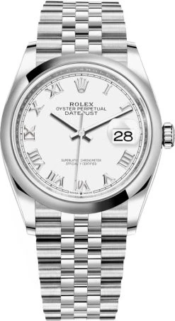 Rolex Datejust 36mm Stainless Steel 126200 White Roman Jubilee