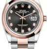 Rolex Datejust 36mm Stainless Steel And Rose Gold 126201 Black Diamond Oyster