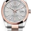 Rolex Datejust 36mm Stainless Steel And Rose Gold 126201 Silver Fluted Oyster