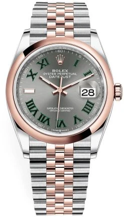 Rolex Datejust 36mm Stainless Steel And Rose Gold 126201 Slate Roman Jubilee