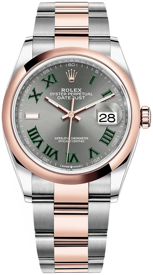 Rolex Datejust 36mm Stainless Steel and Rose Gold 126201 Slate Roman Oyster Rolex Datejust 36mm Stainless Steel And Rose Gold 126201 Slate Roman Oyster -Omega Shop 126201 Slate Roman Oyster Wimbledon