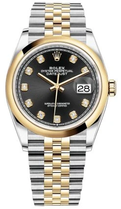 Rolex Datejust 36mm Stainless Steel And Yellow Gold 126203 Black Diamond Jubilee