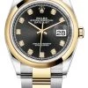 Rolex Datejust 36mm Stainless Steel And Yellow Gold 126203 Black Diamond Oyster