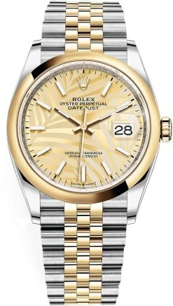 Rolex Datejust 36mm Stainless Steel And Yellow Gold 126203 Golden Palm Jubilee