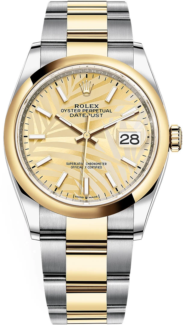 Rolex Datejust 36mm Stainless Steel and Yellow Gold 126203 Golden Palm Oyster Rolex Datejust 36mm Stainless Steel And Yellow Gold 126203 Golden Palm Oyster -Omega Shop 126203 Champagne Palm Oyster