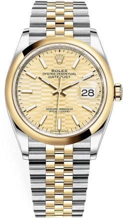 Rolex Datejust 36mm Stainless Steel And Yellow Gold 126203 Golden Fluted Jubilee
