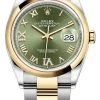 Rolex Datejust 36mm Stainless Steel And Yellow Gold 126203 Olive Green VI IX Roman Oyster -Omega Shop 126203 Green VI IX Roman Oyster