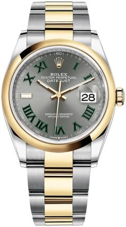 Rolex Datejust 36mm Stainless Steel And Yellow Gold 126203 Slate Roman Oyster