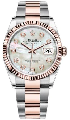 Rolex Datejust 36mm Stainless Steel And Rose Gold 126231 MOP Diamond Oyster