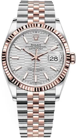 Rolex Datejust 36mm Stainless Steel And Rose Gold 126231 Silver Fluted Jubilee