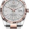 Rolex Datejust 36mm Stainless Steel And Rose Gold 126231 Silver Fluted Oyster
