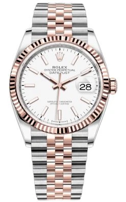 Rolex Datejust 36mm Stainless Steel And Rose Gold 126231 White Index Jubilee