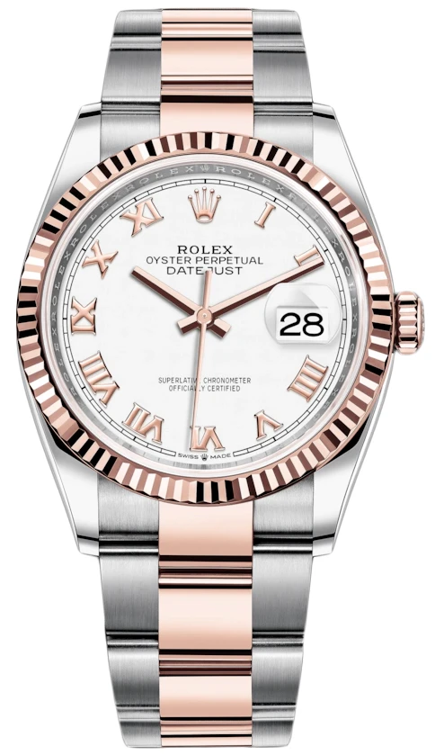 Rolex Datejust 36mm Stainless Steel and Rose Gold 126231 White Roman Oyster Rolex Datejust 36mm Stainless Steel And Rose Gold 126231 White Roman Oyster -Omega Shop 126231 White Roman Oyster