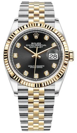 Rolex Datejust 36mm Stainless Steel And Yellow Gold 126233 Black Diamond Jubilee