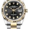 Rolex Datejust 36mm Stainless Steel And Yellow Gold 126233 Black Diamond Oyster