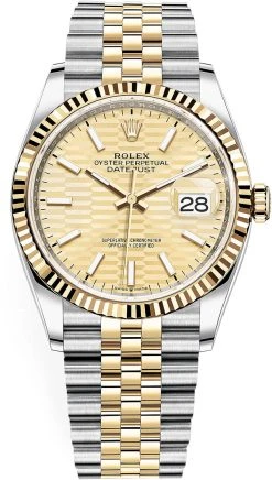 Rolex Datejust 36mm Stainless Steel And Yellow Gold 126233 Golden Fluted Jubilee