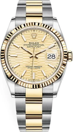 Rolex Datejust 36mm Stainless Steel And Yellow Gold 126233 Golden Fluted Oyster