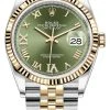 Rolex Datejust 36mm Stainless Steel And Yellow Gold 126233 Olive Green VI IX Roman Jubilee