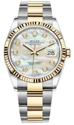 Rolex Datejust 36mm Stainless Steel And Yellow Gold 126233 MOP Diamond Oyster