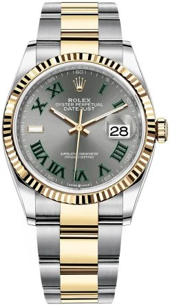 Rolex Datejust 36mm Stainless Steel And Yellow Gold 126233 Slate Roman Oyster
