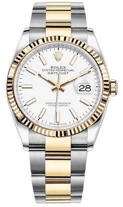 Rolex Datejust 36mm Stainless Steel And Yellow Gold 126233 White Index Oyster