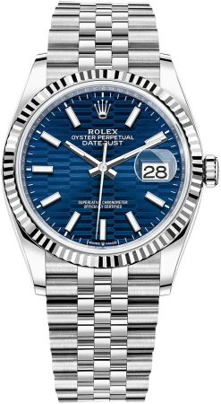 Rolex Datejust 36mm Stainless Steel 126234 Bright Blue Fluted Jubilee
