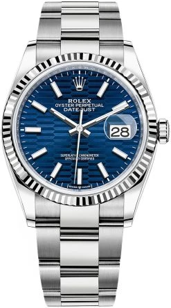 Rolex Datejust 36mm Stainless Steel 126234 Bright Blue Fluted Oyster