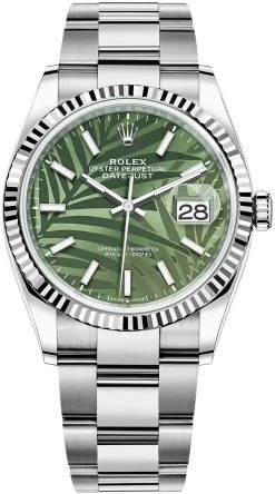 Rolex Datejust 36mm Stainless Steel 126234 Olive Green Palm Oyster