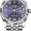 Rolex Datejust 36mm Stainless Steel 126234 Aubergine Roman VI IX Jubilee