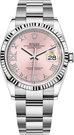 Rolex Datejust 36mm Stainless Steel 126234 Pink Roman VI IX Oyster