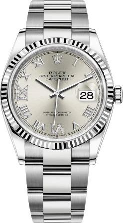 Rolex Datejust 36mm Stainless Steel 126234 Silver Roman VI IX Oyster
