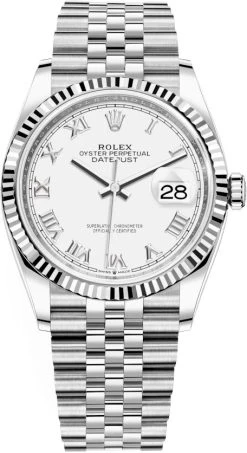 Rolex Datejust 36mm Stainless Steel 126234 White Roman Jubilee