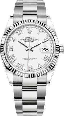 Rolex Datejust 36mm Stainless Steel 126234 White Roman Oyster