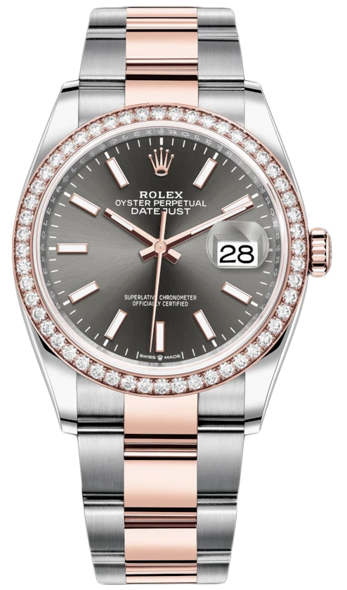 Rolex Datejust 36mm Stainless Steel and Rose Gold 126281RBR Dark Rhodium Index Oyster Rolex Datejust 36mm Stainless Steel And Rose Gold 126281RBR Dark Rhodium Index Oyster -Omega Shop 126281RBR Dark Rhodium Index Oyster