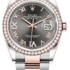 Rolex Datejust 36mm Stainless Steel And Rose Gold 126281RBR Dark Rhodium VI IX Roman Oyster