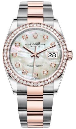 Rolex Datejust 36mm Stainless Steel And Rose Gold 126281RBR MOP Diamond Oyster