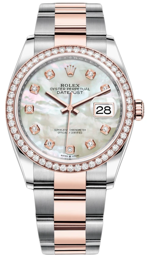 Rolex Datejust 36mm Stainless Steel and Rose Gold 126281RBR MOP Diamond Oyster Rolex Datejust 36mm Stainless Steel And Rose Gold 126281RBR MOP Diamond Oyster -Omega Shop 126281RBR MOP Diamond Oyster