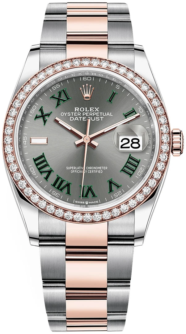 Rolex Datejust 36mm Stainless Steel and Rose Gold 126281RBR Slate Roman Oyster Rolex Datejust 36mm Stainless Steel And Rose Gold 126281RBR Slate Roman Oyster -Omega Shop 126281RBR Slate Roman Oyster Wimbledon