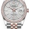 Rolex Datejust 36mm Stainless Steel And Rose Gold 126281rbr Silver Palm Jubilee -Omega Shop 126281rbr Silver Palm Jubilee