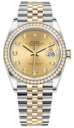 Rolex Datejust 36mm Stainless Steel And Yellow Gold 126283RBR Champagne Diamond Jubilee