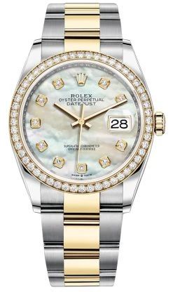 Rolex Datejust 36mm Stainless Steel And Yellow Gold 126283RBR MOP Diamond Oyster