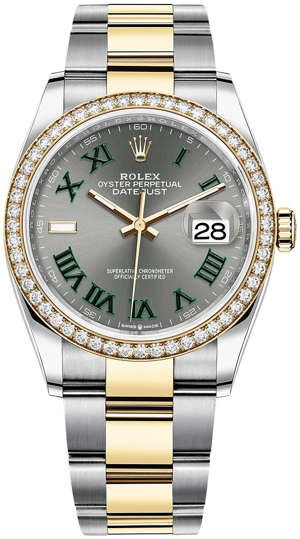 Rolex Datejust 36mm Stainless Steel and Yellow Gold 126283RBR Slate Roman Oyster Rolex Datejust 36mm Stainless Steel And Yellow Gold 126283RBR Slate Roman Oyster -Omega Shop 126283RBR Slate Roman Oyster Wimbledon