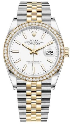 Rolex Datejust 36mm Stainless Steel And Yellow Gold 126283RBR White Index Jubilee